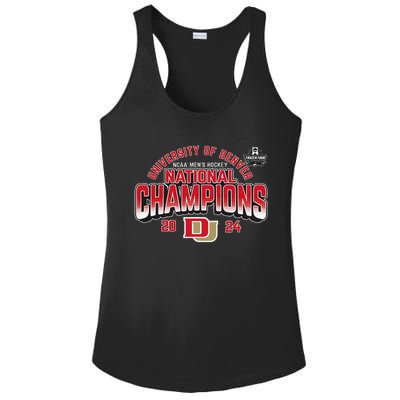 Denver Pioneers National Champs 2024 Hockey Sticks Ladies PosiCharge Competitor Racerback Tank