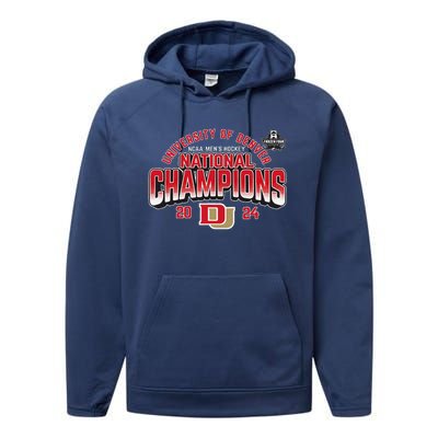 Denver Pioneers National Champs 2024 Hockey Sticks Performance Fleece Hoodie