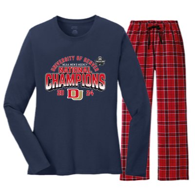 Denver Pioneers National Champs 2024 Hockey Sticks Women's Long Sleeve Flannel Pajama Set 