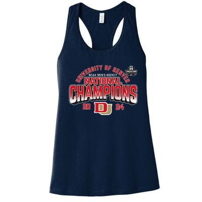 Denver Pioneers National Champs 2024 Hockey Sticks Women's Racerback Tank