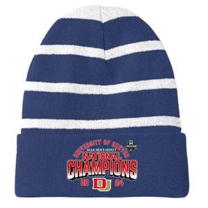 Denver Pioneers National Champs 2024 Hockey Sticks Striped Beanie with Solid Band