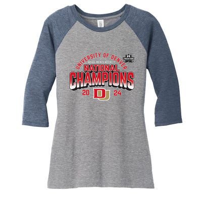 Denver Pioneers National Champs 2024 Hockey Sticks Women's Tri-Blend 3/4-Sleeve Raglan Shirt