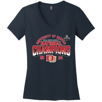 Denver Pioneers National Champs 2024 Hockey Sticks Women's V-Neck T-Shirt