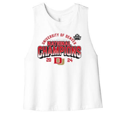 Denver Pioneers National Champs 2024 Hockey Sticks Women's Racerback Cropped Tank