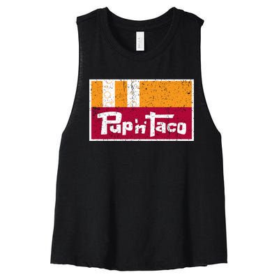 Defunct Pup N Taco Women's Racerback Cropped Tank