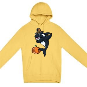 Dabbing Pilgrim Orca Thanksgiving Cute Gift Premium Pullover Hoodie