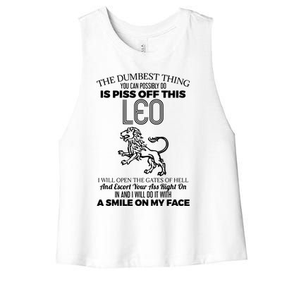 Dont Piss Off Leo Horoscope Zodiac Astrology Women's Racerback Cropped Tank