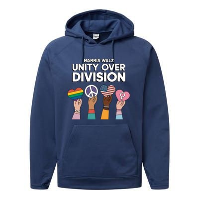 Diverse Paths One Unified Heart Harris And Walz Gift Performance Fleece Hoodie