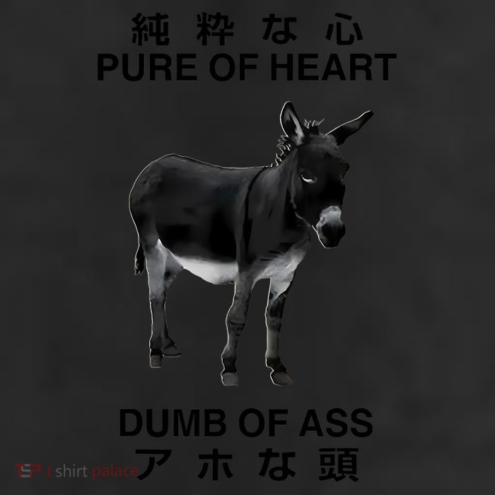 Donkey Pure Of Heart Dumb Of Ass Japanese 7 Panel Mesh Trucker Snapback Hat