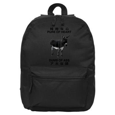 Donkey Pure Of Heart Dumb Of Ass Japanese 16 in Basic Backpack