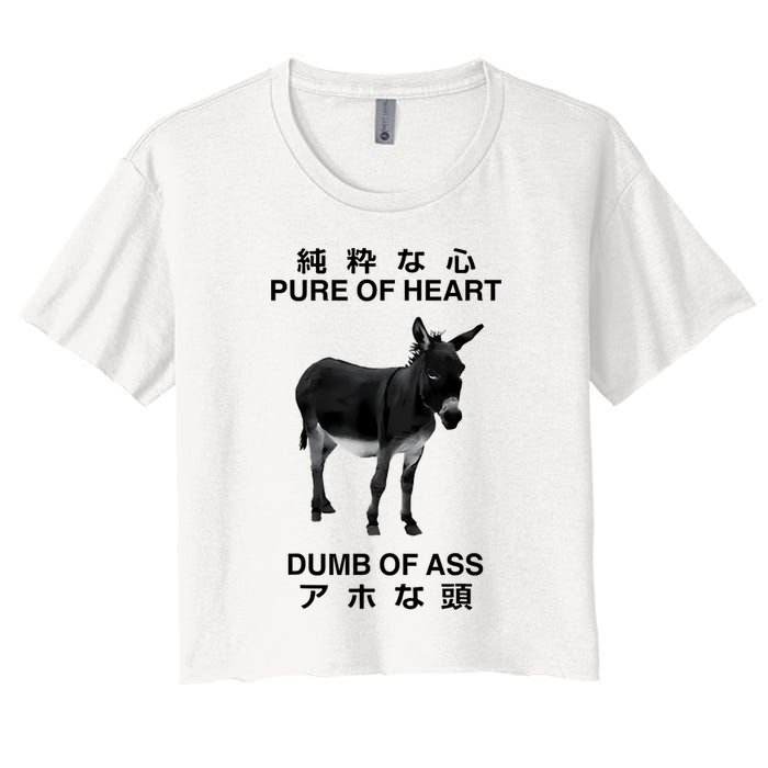 Donkey Pure Of Heart Dumb Of Ass Japanese Women's Crop Top Tee