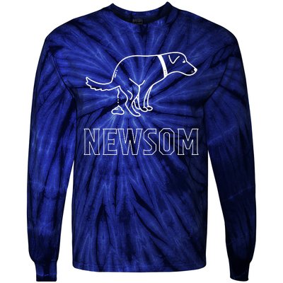 Dog Pooping On Gavin Newsom. Tie-Dye Long Sleeve Shirt