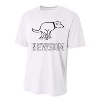 Dog Pooping On Gavin Newsom. Performance Sprint T-Shirt