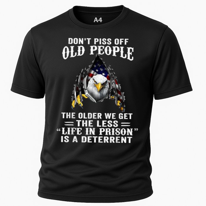 Don't Piss Off Old People The Older We Get Eagle & US Flag Cooling Performance Crew T-Shirt