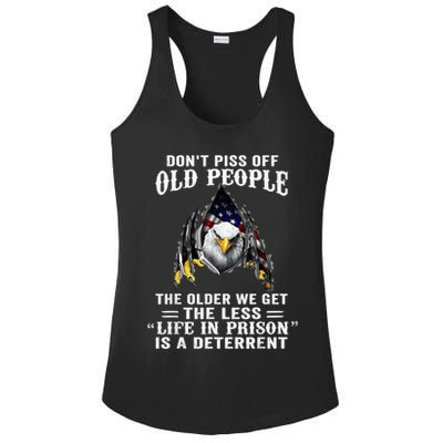 Don't Piss Off Old People The Older We Get Eagle & US Flag Ladies PosiCharge Competitor Racerback Tank