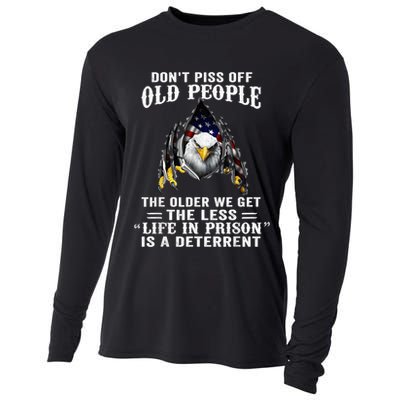 Don't Piss Off Old People The Older We Get Eagle & US Flag Cooling Performance Long Sleeve Crew