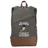 Don't Piss Off Old People The Older We Get Eagle & US Flag Cotton Canvas Backpack