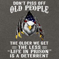 Don't Piss Off Old People The Older We Get Eagle & US Flag Cotton Canvas Backpack