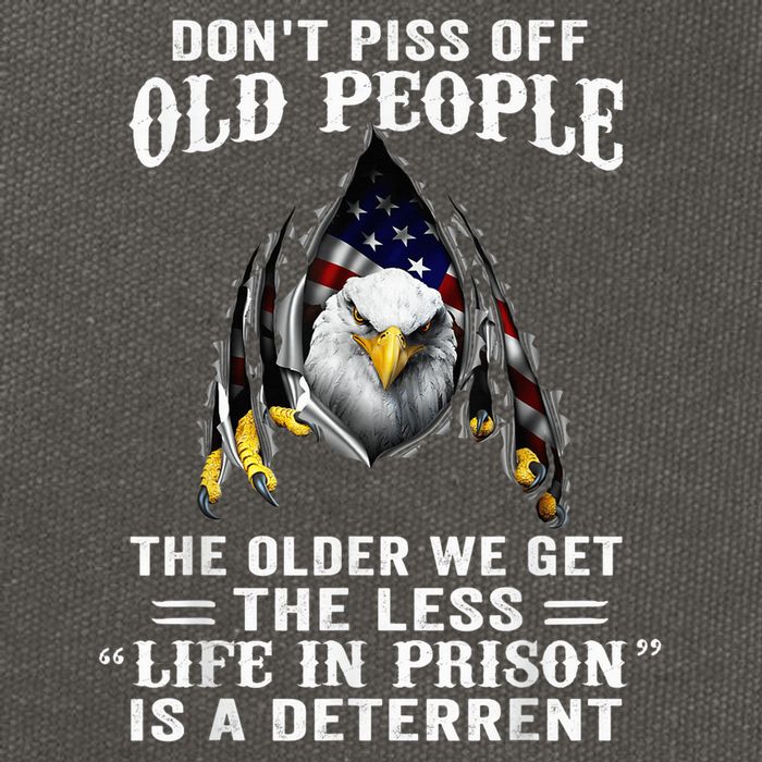 Don't Piss Off Old People The Older We Get Eagle & US Flag Cotton Canvas Backpack