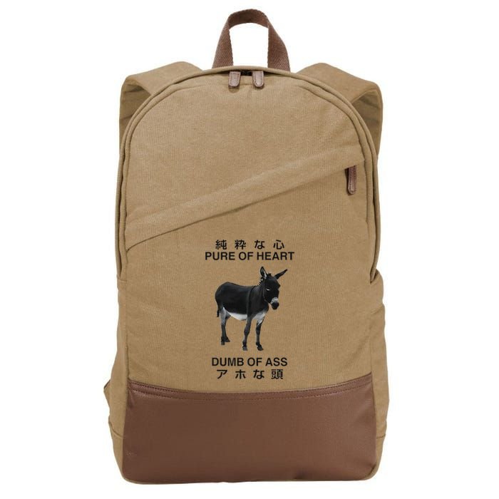 Donkey Pure Of Heart Dumb Of Ass Japanese Cotton Canvas Backpack