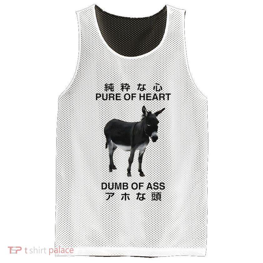 Donkey Pure Of Heart Dumb Of Ass Japanese Mesh Reversible Basketball Jersey Tank