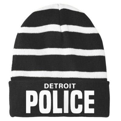 Detroit Police Officer Michigan Policeman Uniform Duty Striped Beanie with Solid Band