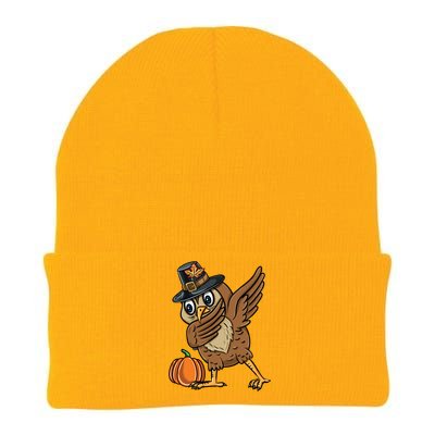 Dabbing Pilgrim Owl Thanksgiving Cool Gift Knit Cap Winter Beanie