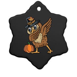 Dabbing Pilgrim Owl Thanksgiving Cool Gift Ceramic Star Ornament