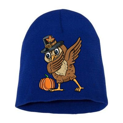 Dabbing Pilgrim Owl Thanksgiving Cool Gift Short Acrylic Beanie