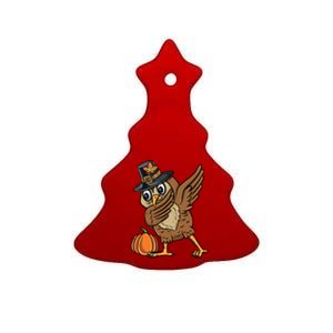 Dabbing Pilgrim Owl Thanksgiving Cool Gift Ceramic Tree Ornament