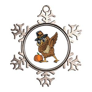 Dabbing Pilgrim Owl Thanksgiving Cool Gift Metallic Star Ornament