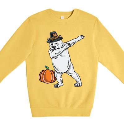 Dabbing Pilgrim Polar Bear Thanksgiving Gift Premium Crewneck Sweatshirt