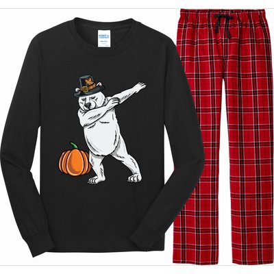 Dabbing Pilgrim Polar Bear Thanksgiving Gift Long Sleeve Pajama Set