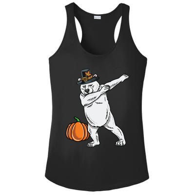 Dabbing Pilgrim Polar Bear Thanksgiving Gift Ladies PosiCharge Competitor Racerback Tank