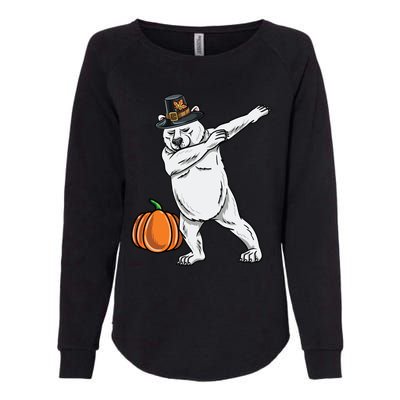 Dabbing Pilgrim Polar Bear Thanksgiving Gift Womens California Wash Sweatshirt