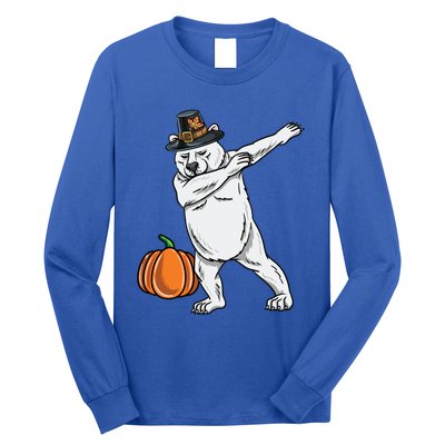 Dabbing Pilgrim Polar Bear Thanksgiving Gift Long Sleeve Shirt