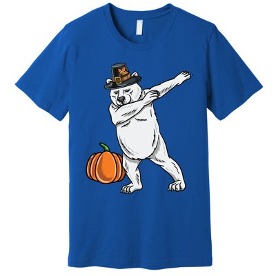 Dabbing Pilgrim Polar Bear Thanksgiving Gift Premium T-Shirt