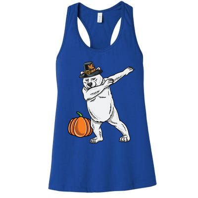 Dabbing Pilgrim Polar Bear Thanksgiving Gift Women's Racerback Tank