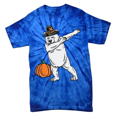 Dabbing Pilgrim Polar Bear Thanksgiving Gift Tie-Dye T-Shirt