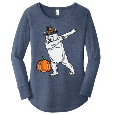 Dabbing Pilgrim Polar Bear Thanksgiving Gift Women's Perfect Tri Tunic Long Sleeve Shirt