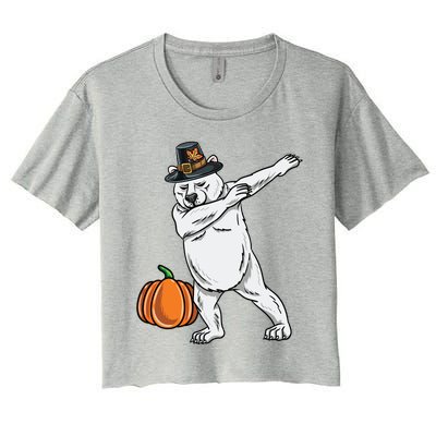 Dabbing Pilgrim Polar Bear Thanksgiving Gift Women's Crop Top Tee