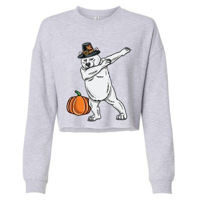 Dabbing Pilgrim Polar Bear Thanksgiving Gift Cropped Pullover Crew