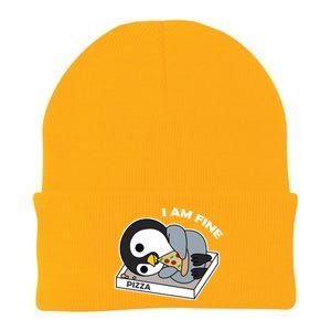 Depressed Pizza Penguin Great Gift I Am Fine Gift Knit Cap Winter Beanie