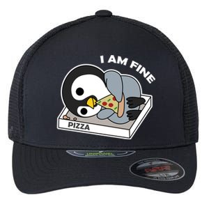 Depressed Pizza Penguin Great Gift I Am Fine Gift Flexfit Unipanel Trucker Cap