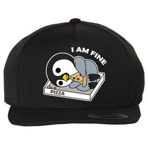 Depressed Pizza Penguin Great Gift I Am Fine Gift Wool Snapback Cap