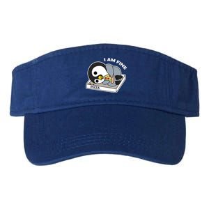 Depressed Pizza Penguin Great Gift I Am Fine Gift Valucap Bio-Washed Visor