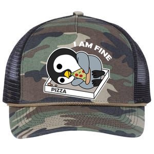 Depressed Pizza Penguin Great Gift I Am Fine Gift Retro Rope Trucker Hat Cap