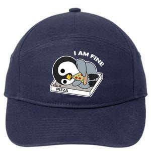 Depressed Pizza Penguin Great Gift I Am Fine Gift 7-Panel Snapback Hat