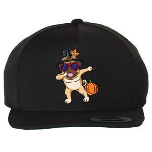 Dabbing Pilgrim Pug Thanksgiving Gift Wool Snapback Cap