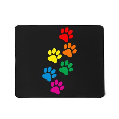 Dog Paw Print Dog Pride Rainbow Dog Mousepad